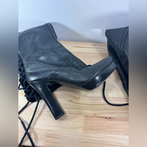 Studio 9 Women's Black Leather Knee-High Boots - Picture 10 of 10